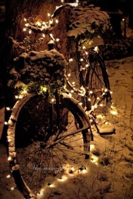 Do you have an old bike? Turn into a glowing display with Christmas lights!