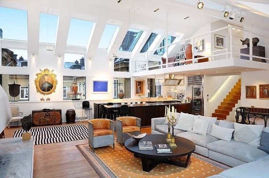 Amazing Stockholm Loft With 16 Feet Ceilings