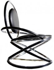 a black industrial chair composed of wheels, with black leather seats is a cool idea for an industrial space, it looks wow