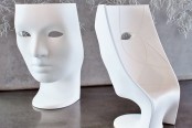 unique white chairs showing a human face on the other side will make a bold statement in the space and will make it ultimate