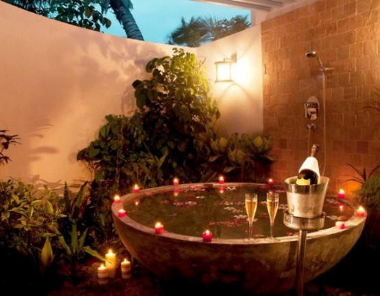 Romantic dinner in a garden hot tub could be a really positive experience. Just don't forget to thing through a romantic light.