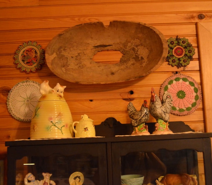 A bottomless dough bowl placed on the wall as a decoration