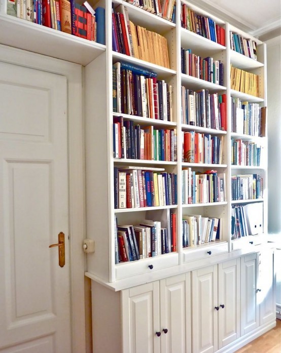 You can frame a door with Billy bookcases. It's an awesome solution for a home library or if the space is at a premium.