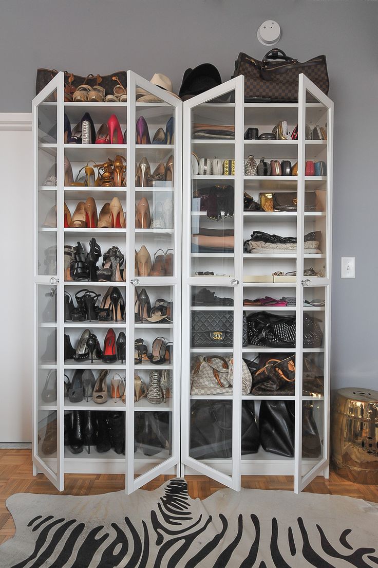 Add glass doors and this plain bookcase would become a nice display stand. For example you can display your shoes collection in it. BTW, there are plenty of other cool IKEA shoe storage hacks out there.