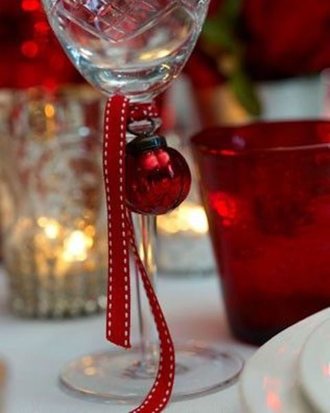 mark glasses with bells and ornaments and your guests won't mix them up