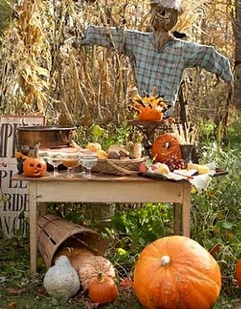 A scarecrow could serve you snacks and drinks.
