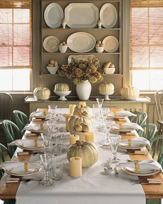 Pair all-white  pumpkins with white tableware for a sophisticated look.