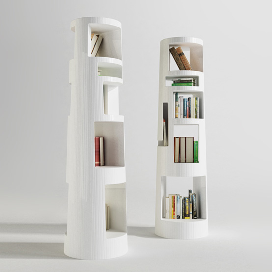 Five-Tier Conical Bookcase With Asymmetrical Compartments
