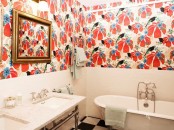 Bathroom With Colorful Pattern On Walls