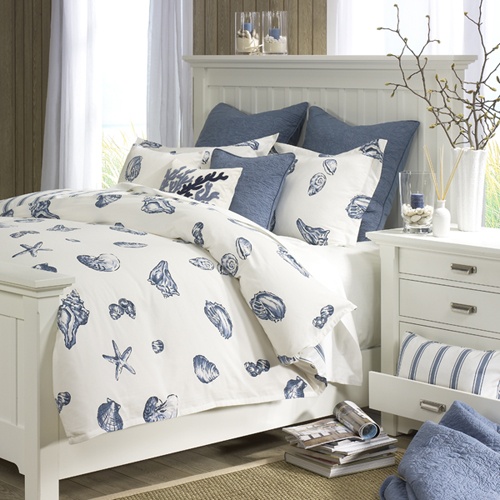 Sea shells and sea stars is a perfect pattern for a bedding set.