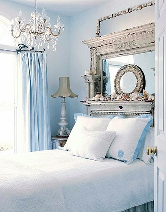 With only a headboard you can set a tone for the whole bedroom. Here is a really unique example  of such headboard.