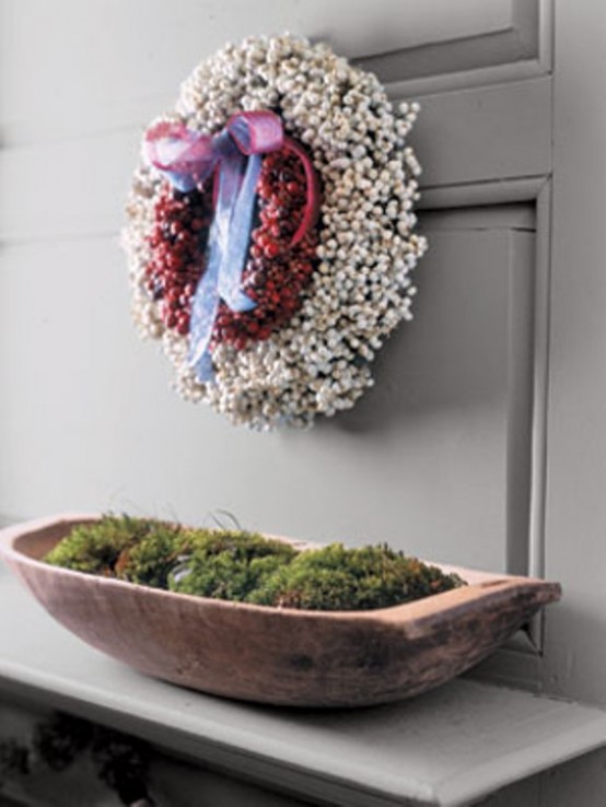 A traditional wreath made from the mix of red and white berries could spruce up your decor for the whole winter.
