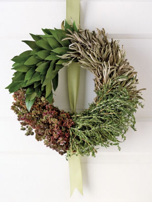 For all of those foodies out there - make a wreath of dried herbs! It not only would look great but its smell would be amazing too.