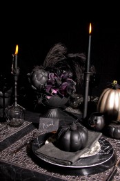 cool moody halloween tablescape