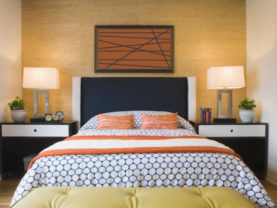 Bedroom With Bright Orange Accents