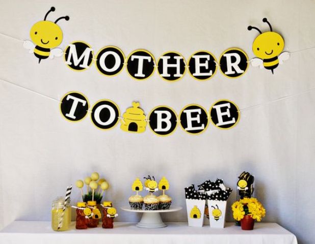 Bee themed  gender neutral baby shower decorations