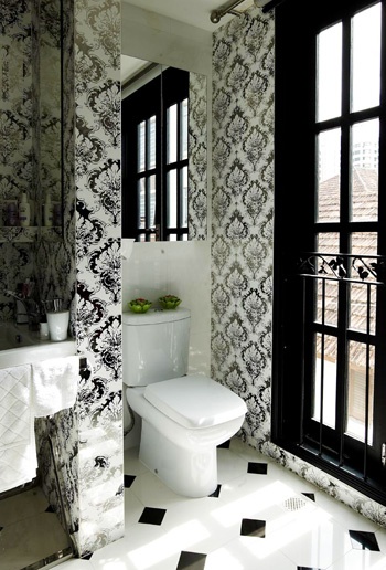 Tiles with interesting patterns could help to zone your bathroom better.