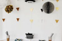 black, white and copper for a modern baby shower