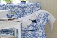 blue floral print Ektorp sofa
