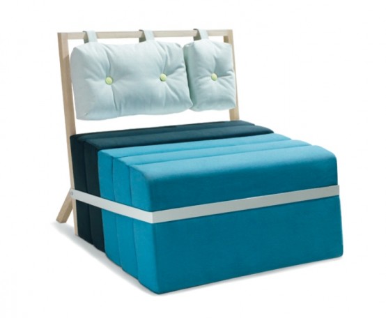 Blue Minimalist Seat And Bed In One