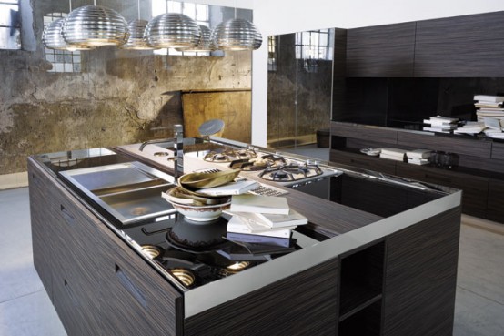 Kitchen with Glass Top and Integrated Handles – Brera from Elam
