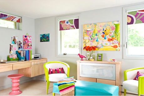 Very Bright and Colorful Basement Bedroom Design