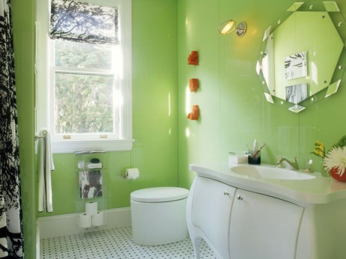 Bright Green Bathroom