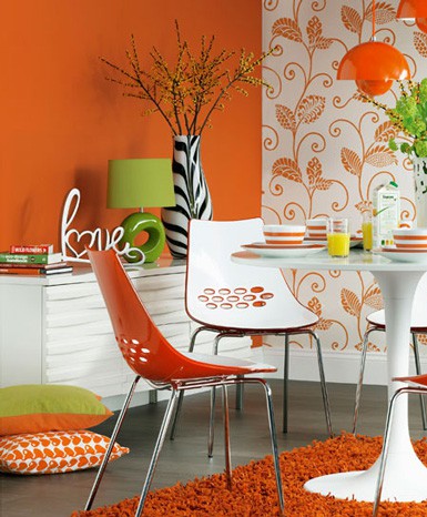Bright Orange Dining Room