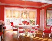 Bright Red Dining Room