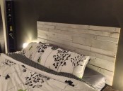 if there’s no headboard, you can make one and attach it to the wall, use whitewashed wood to create such a headboard