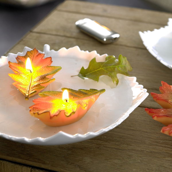 Leaf shaped candles are perfect for fall or Thanksgiving decor and will accent any space easily