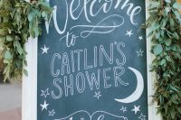 chalkboard sign for a modern baby shower