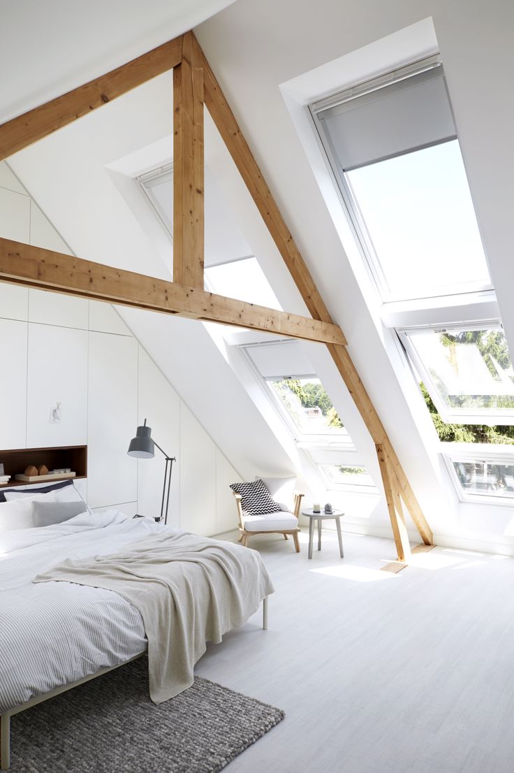 Chic bedroom designs with exposed wooden beams  2