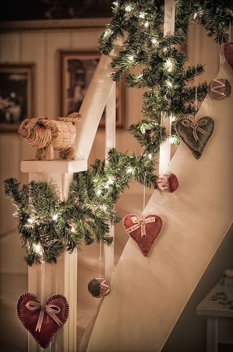 Christmas lights can make any staircase look magical.
