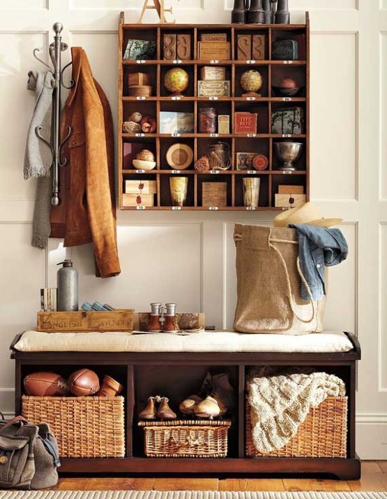 Hallways are great areas to display things. Here is a simple but smart solution to display small stuff.