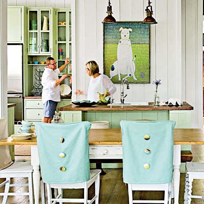 Colorful Blue Green Dining Area