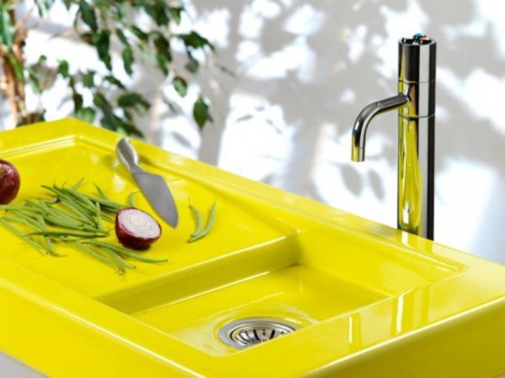 Colorful Neon Yellow Sink And Counter Top