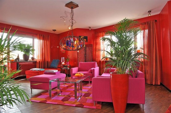Colorful Swedish Apartment In A Crazy Mix Of Red Shades