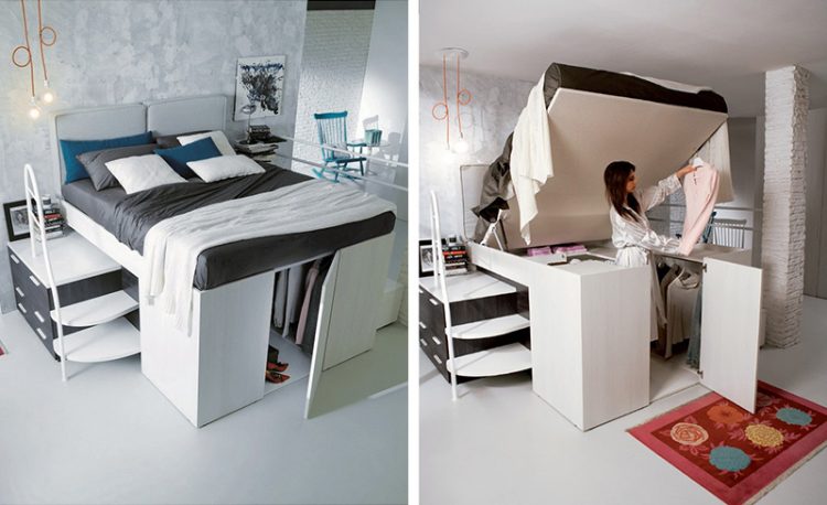 Smart Bed Designed With A Hidden Closet Underneath