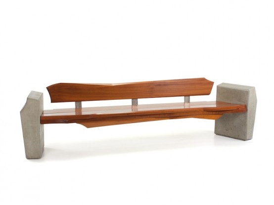 Contemporary and Sleek Yet Natural Outdoor Bench by Nico Yektai