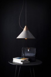Contrasting Mika 350 Pendant Lamp Of Granite And Wood