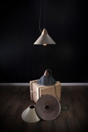 Contrasting Mika 350 Pendant Lamp Of Granite And Wood