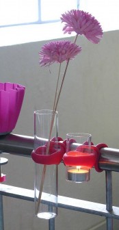 little holders for glasses and vases – create your own combo with candles, blooms, greenery or your own wine glasses