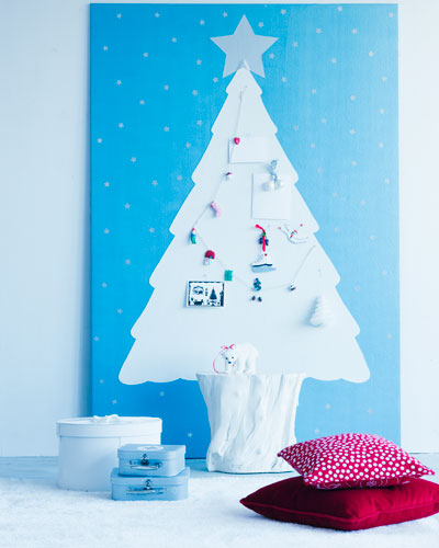 Painted Christmas Tree On Pin-Up Board (via ariadneathome)