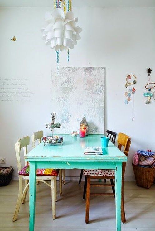 Tourlosque is a great color to turn the table into a shabby chic dining piece.