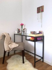 a simple makeup nook with an IKEA desk