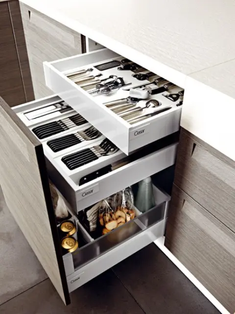several drawers will help you accommodate various stuff you want - insert as many as you want into your cabinets