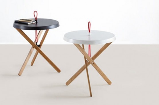 Cool Minimalist Side Table With A Red Handle by Mox