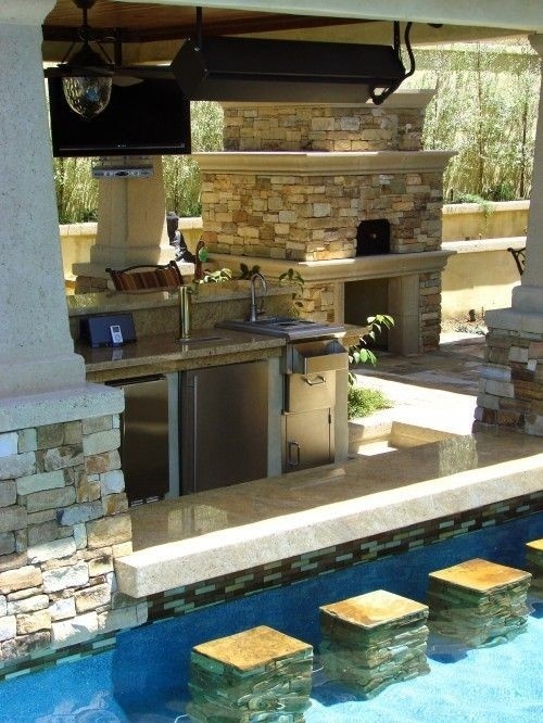 If you have a pool then you can create a small bar area connected to the kitchen.
