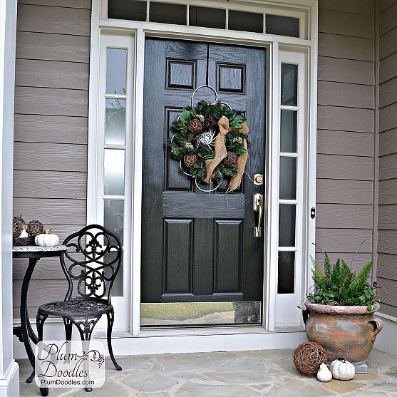 Wreaths is the most space saving way to decorate your front porch. Besides you can change them for different seasons and holidays.